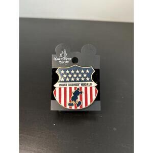 Walt Disney World American Flag Shield pin featuring Mickey Mouse